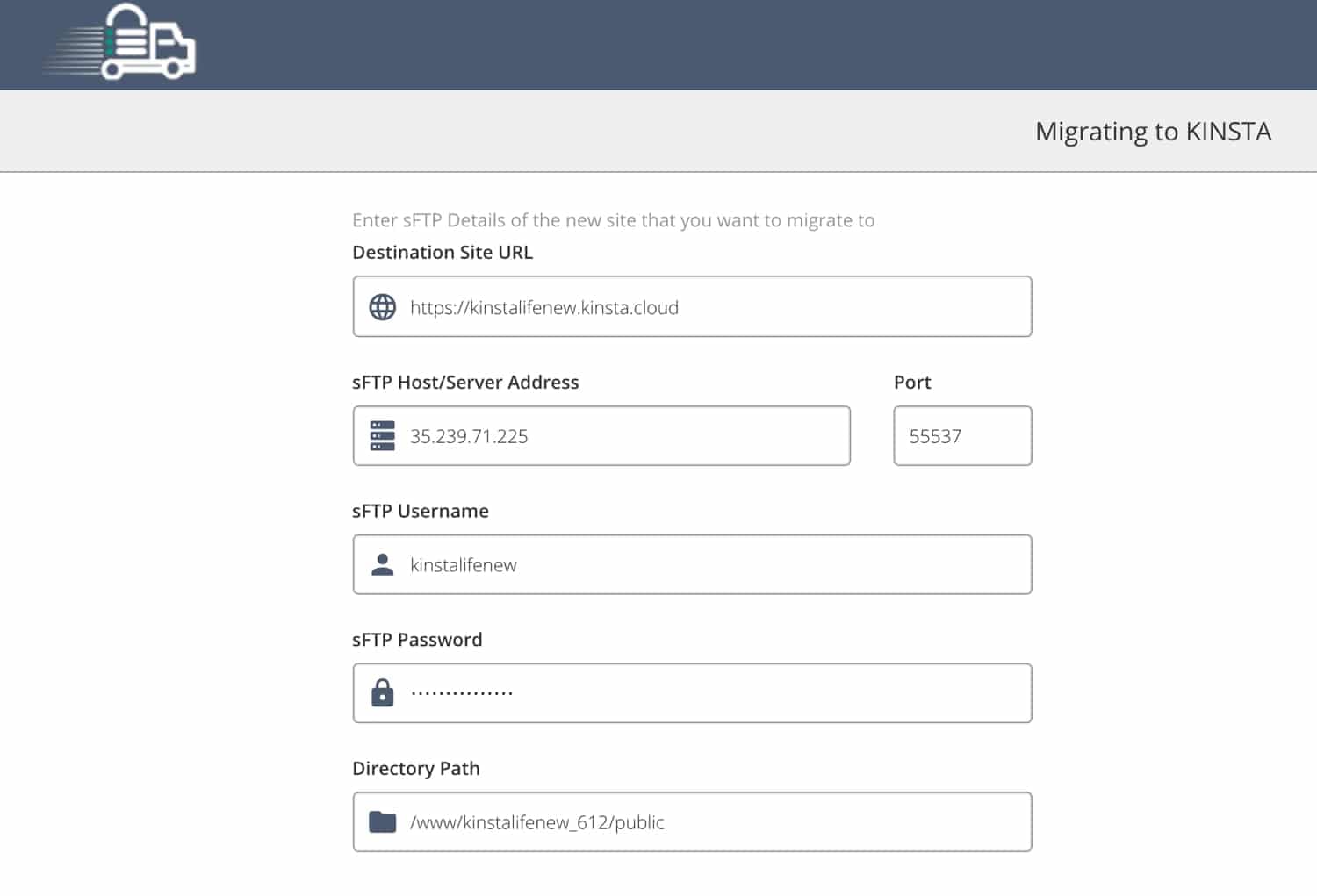 Voeg je WordPress sitegegevens toe aan Migrate Guru.