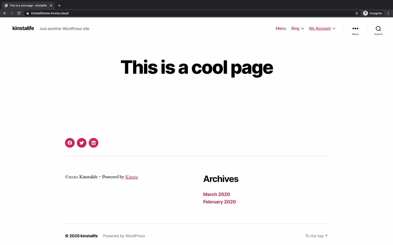 Un sito WordPress migrato da Migrate Guru. 