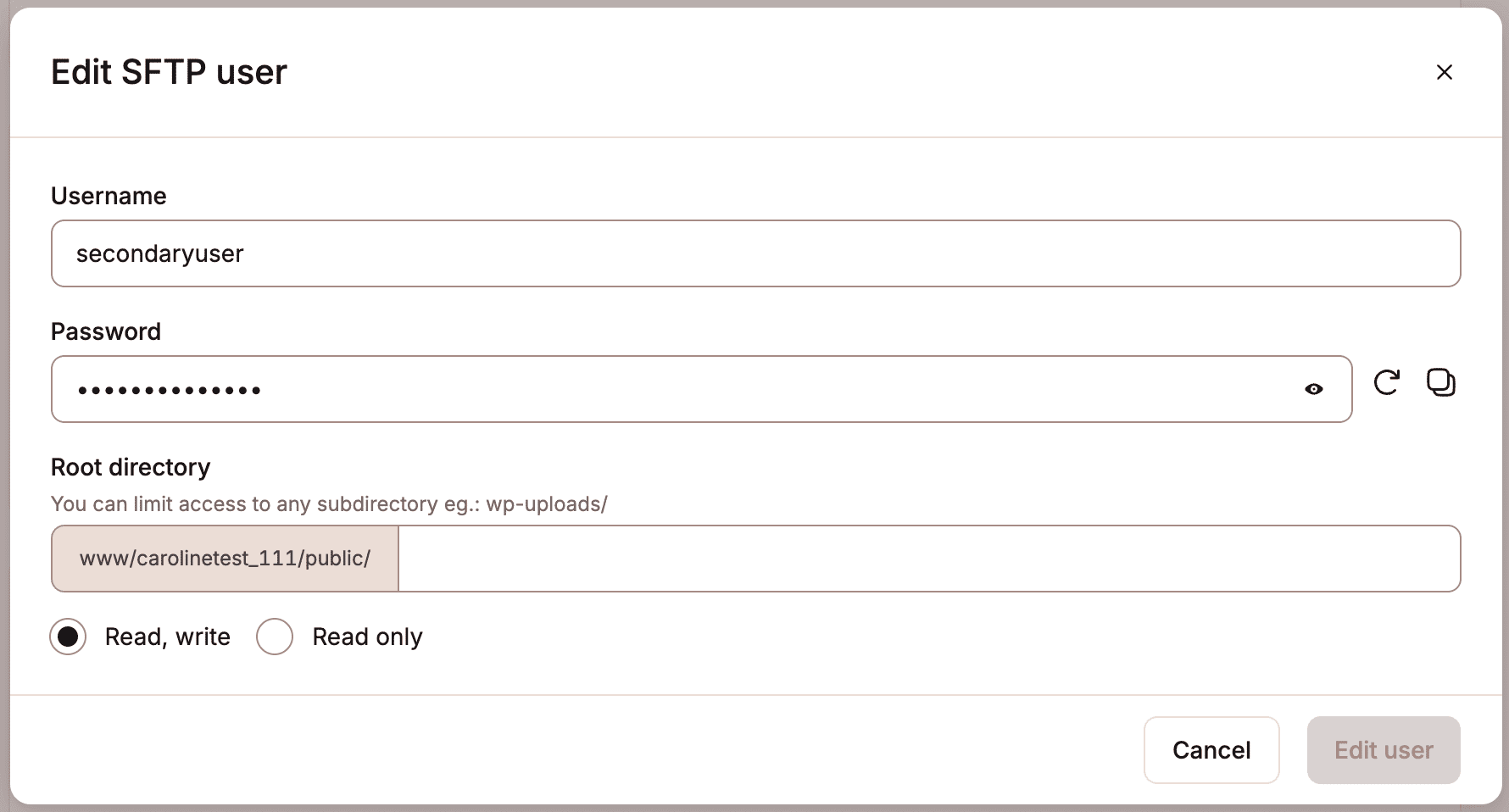 Edit an SFTP user.