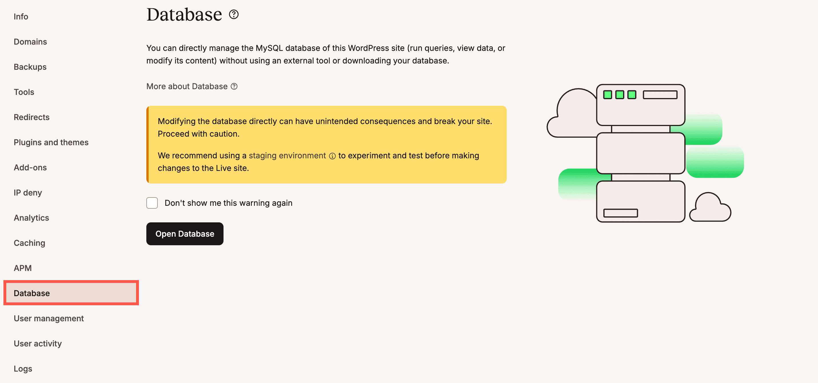 Open de databasebeheerder.