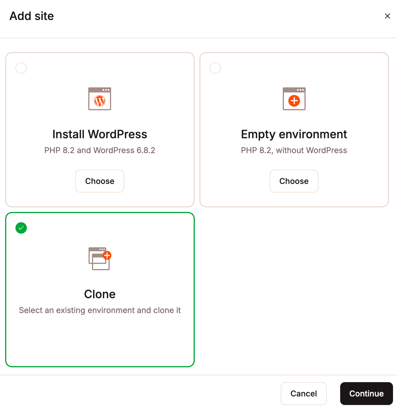 Clone an existing Kinsta environment to a new site.