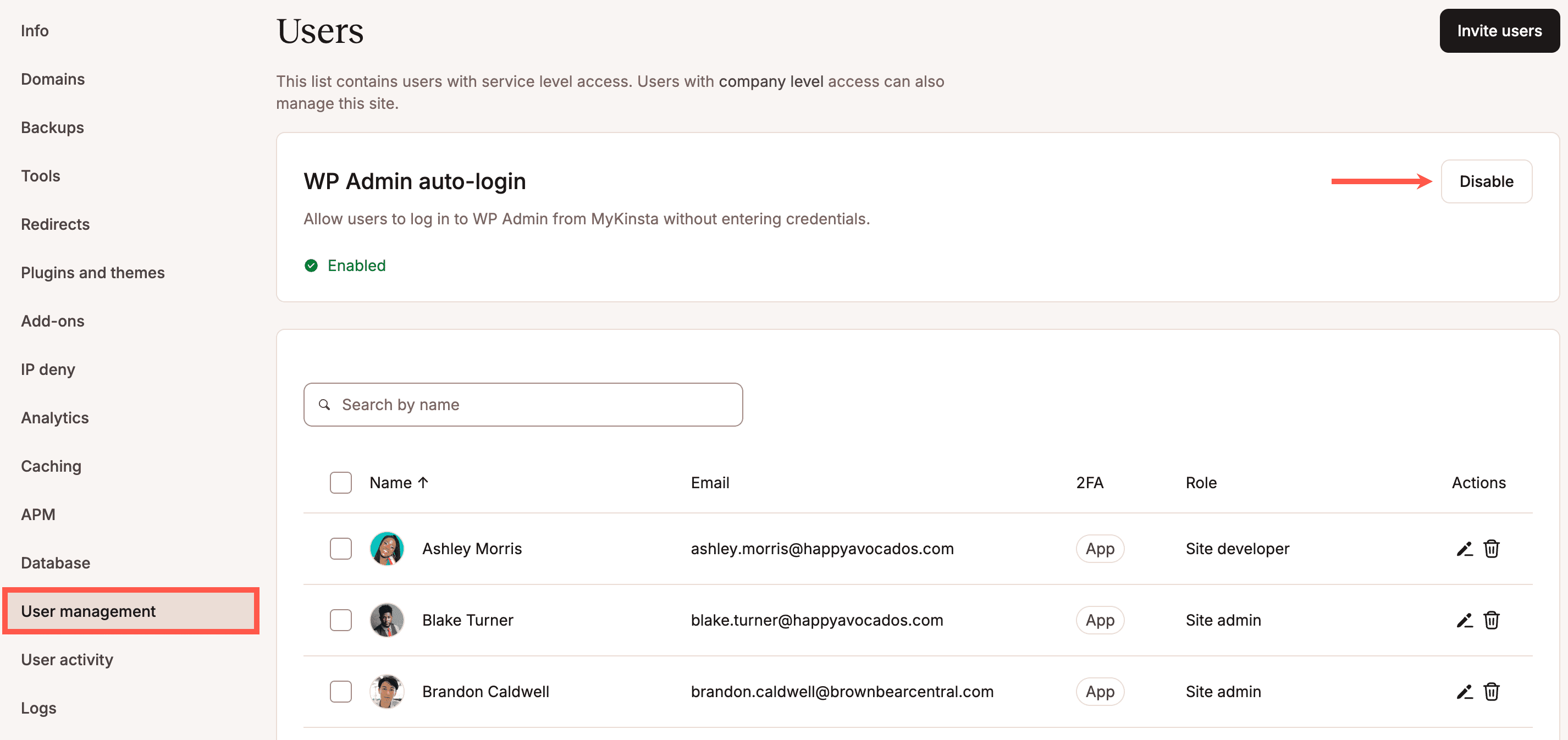 Schakel automatische aanmelding bij WP Admin uit in MyKinsta.