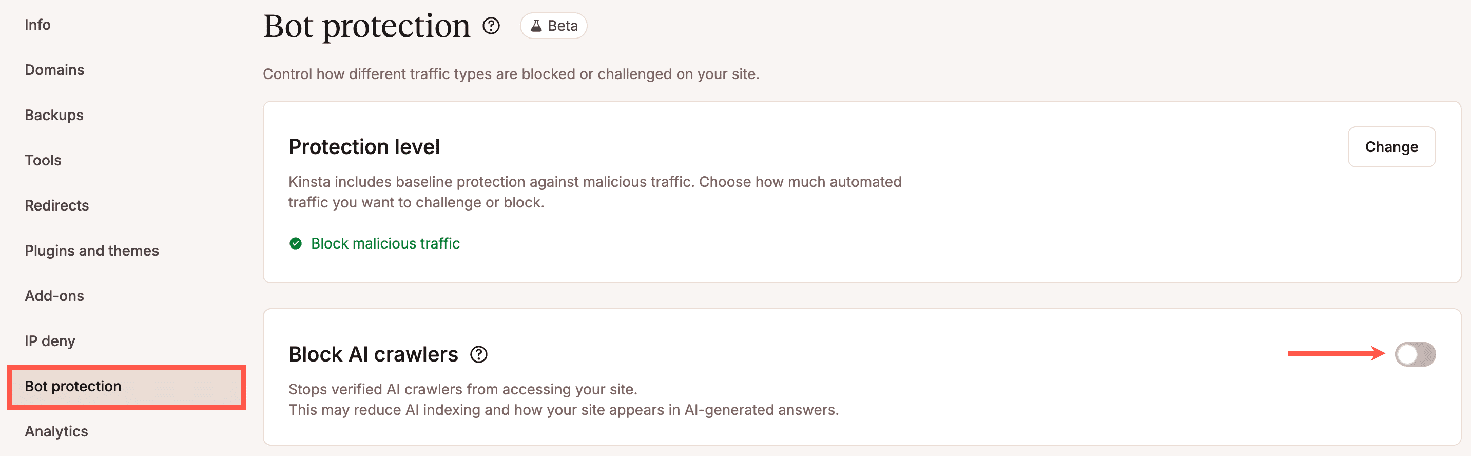 AI-Crawler blockieren in MyKinsta