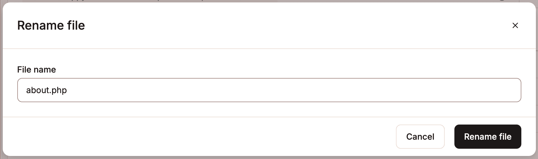 Rename a file in MyKinsta's file manager.