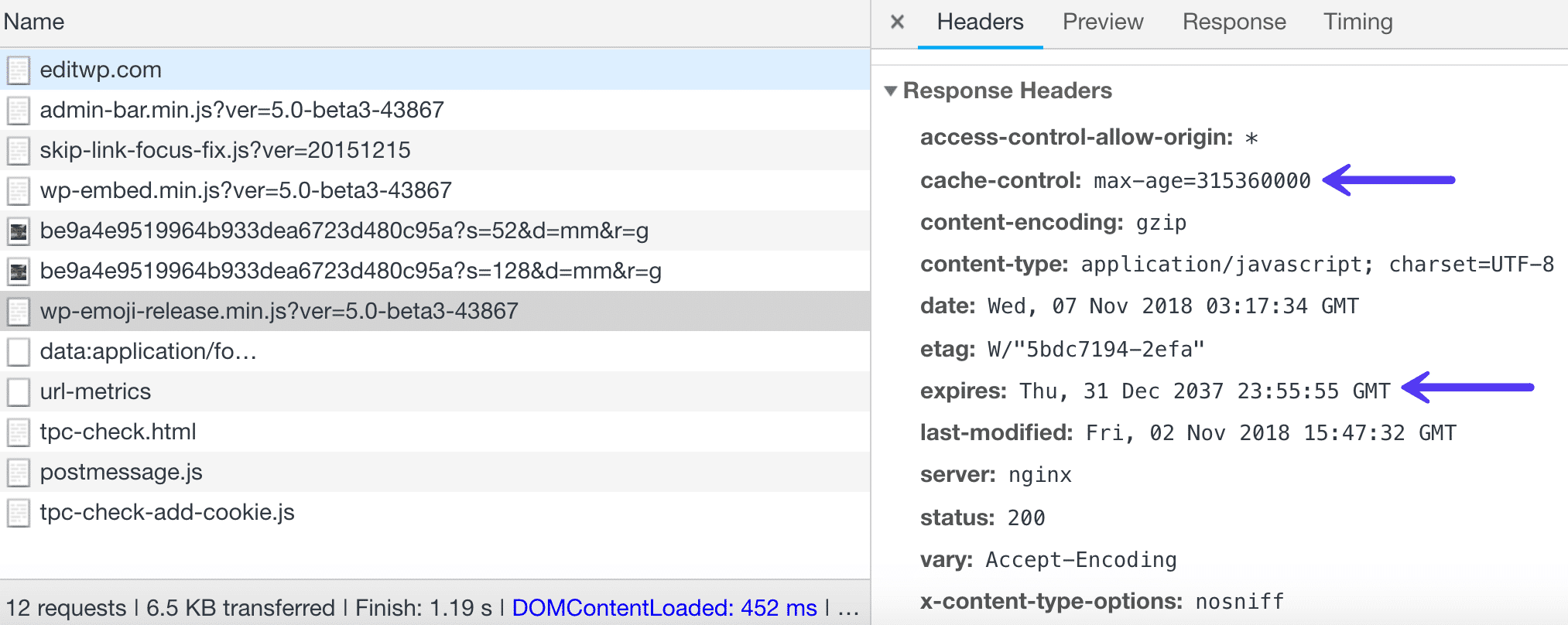 Verwende Browser-Caching - Caching-Header