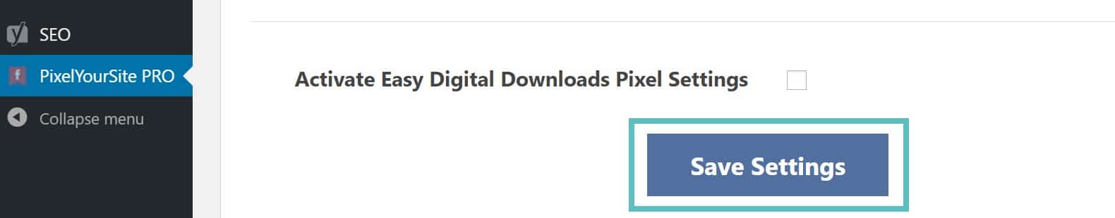 Activate Easy Digital Downloads pixel Aktivieren des easy digital downloads pixel settings