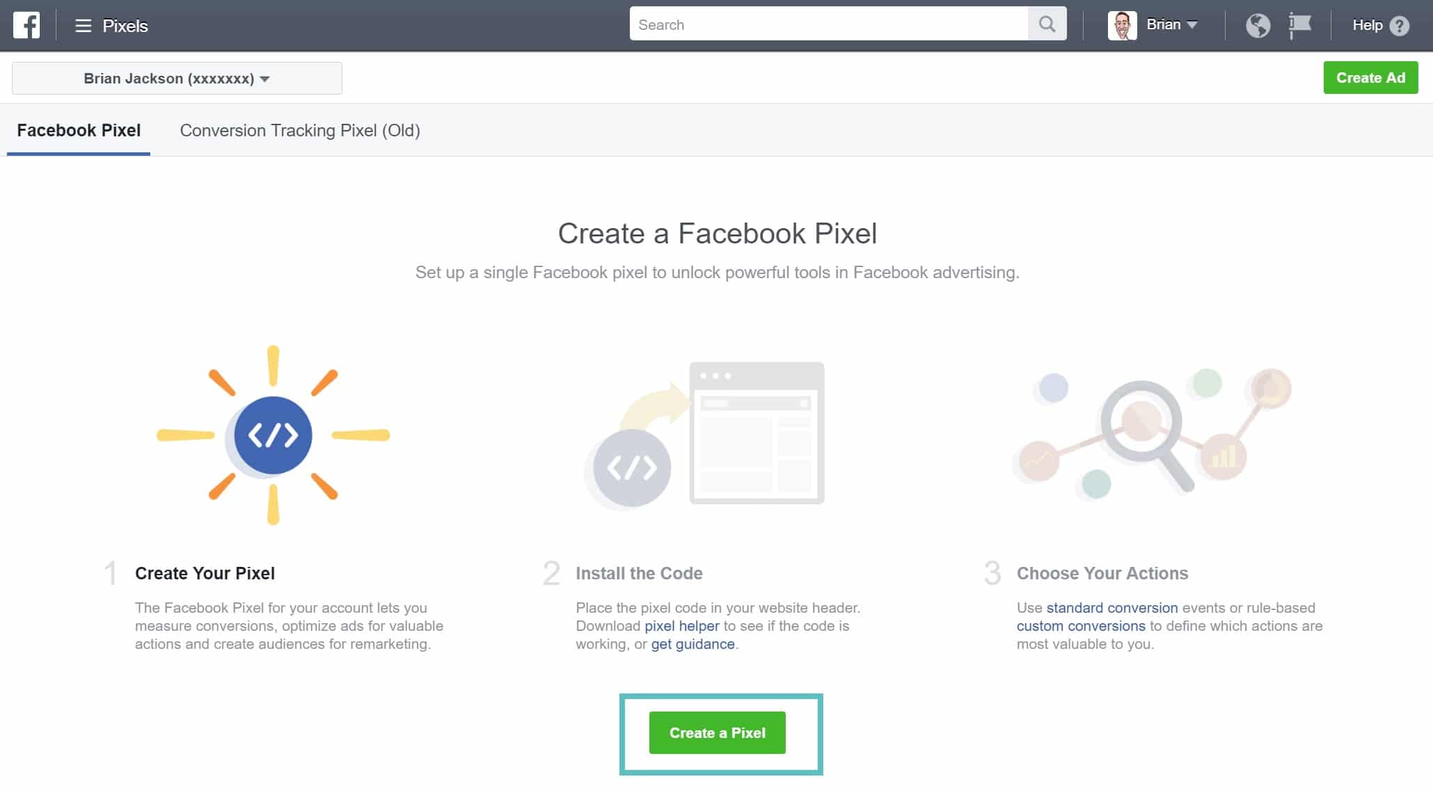 Create Facebook pixel Erstellen eines Facebook Pixel