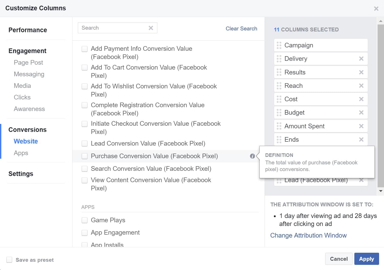 Purchase conversion value Kauf-Konversionswert