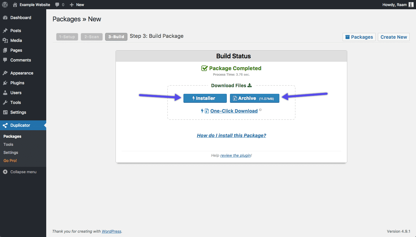Ein WordPress Backup mit dem Duplicator Plugin erstellen