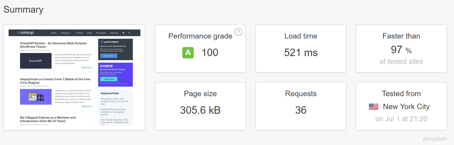 Mit WordPress Caching (Geschwindigkeitstest)
