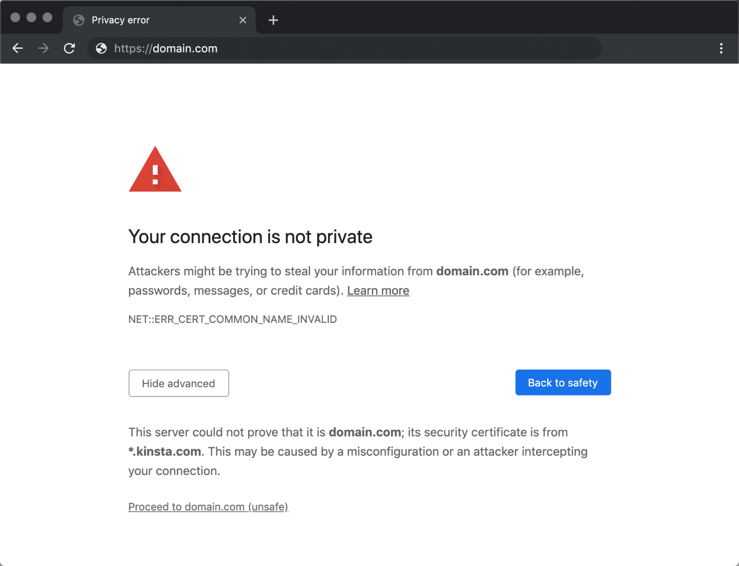 “Your Connection is not private