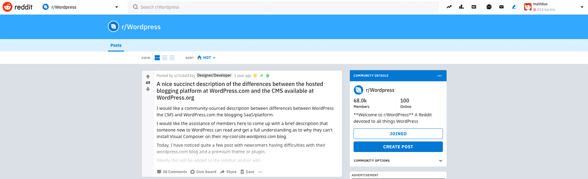 WordPress auf Reddit