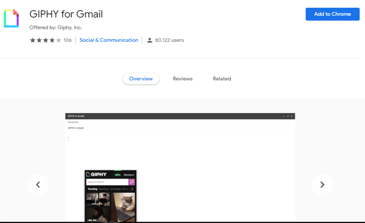 Giphy für Gmail-Erweiterung