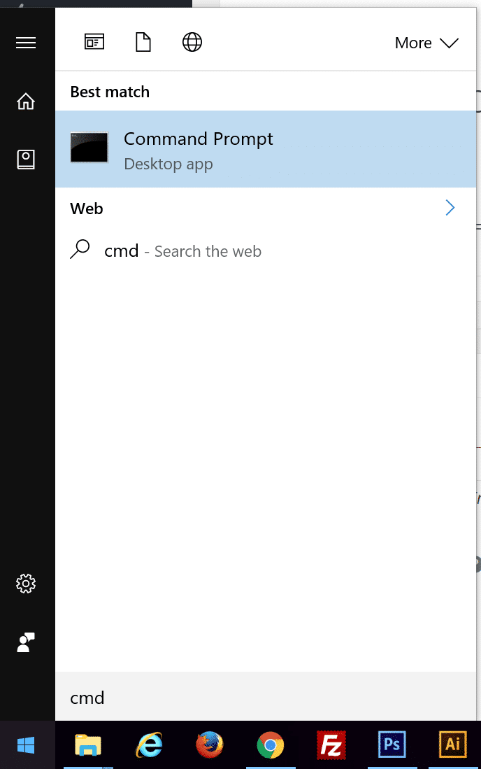 Ventana de comandos en Windows