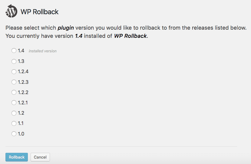 WP Rollback WP Rollback