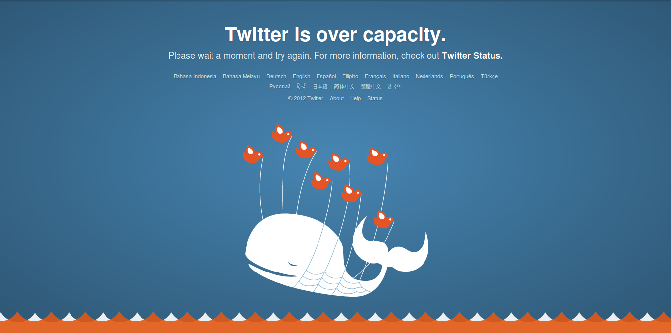 Twitter está por encima de su capacidad (fuente: Softpedia)