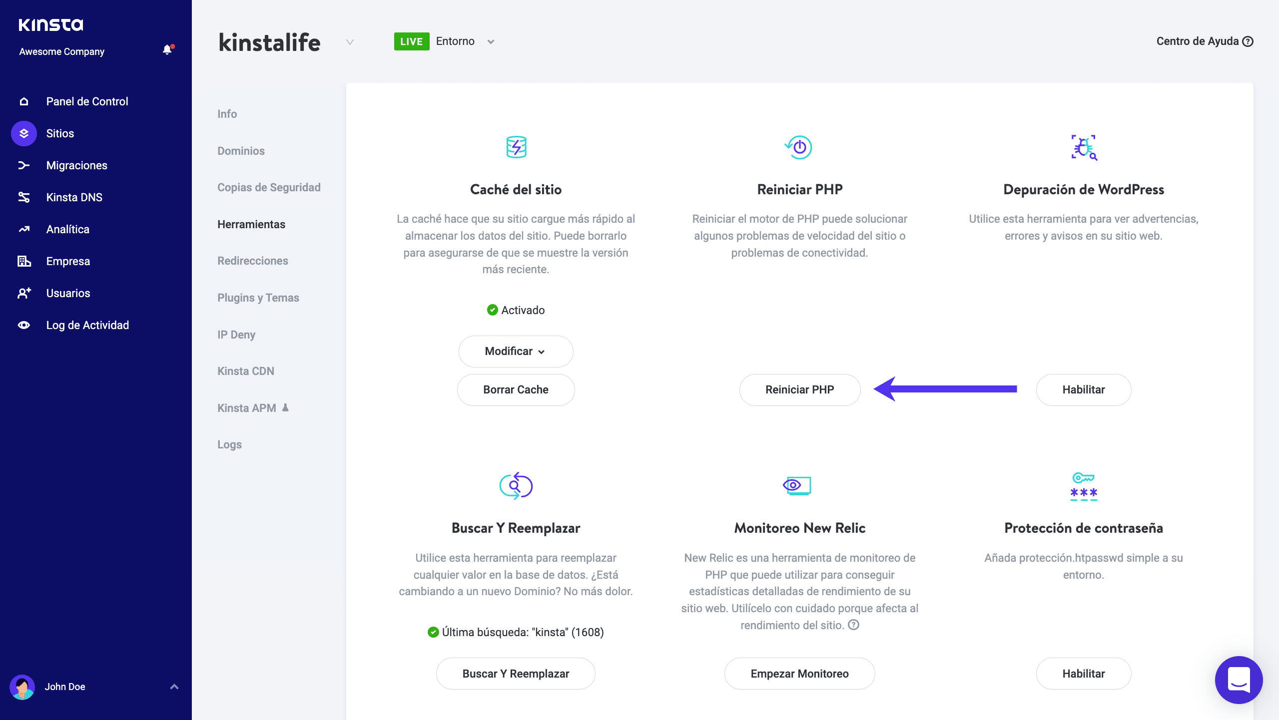 Reiniciar PHP