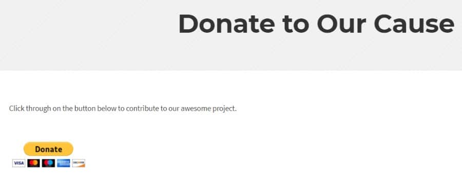Preview PayPal donate button on WordPress site Vista previa del botón de donativo de PayPal en el sitio de WordPress