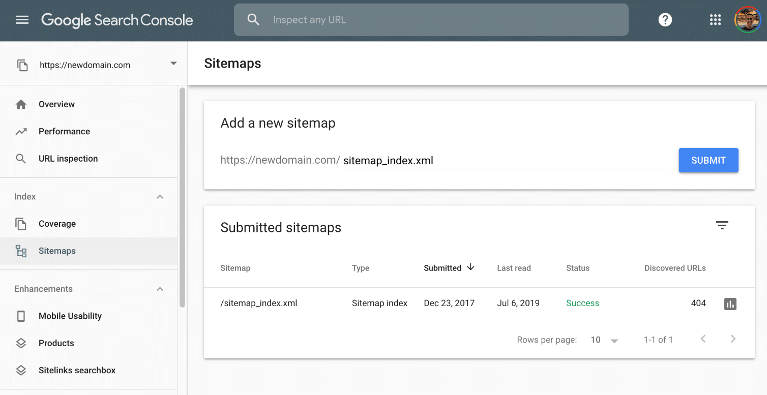 Enviar archivo de sitemap en Google Search Console