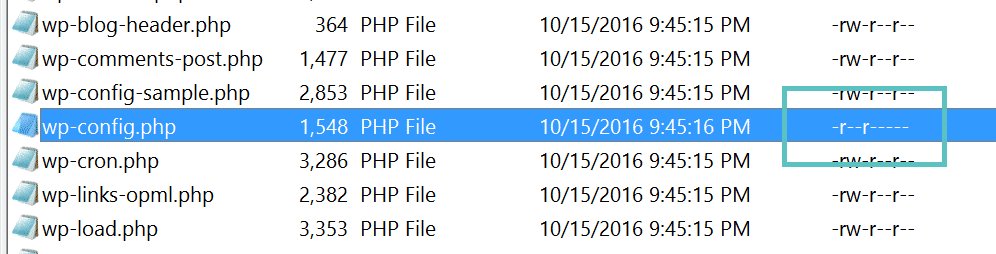 Permisos de wp-config.php
