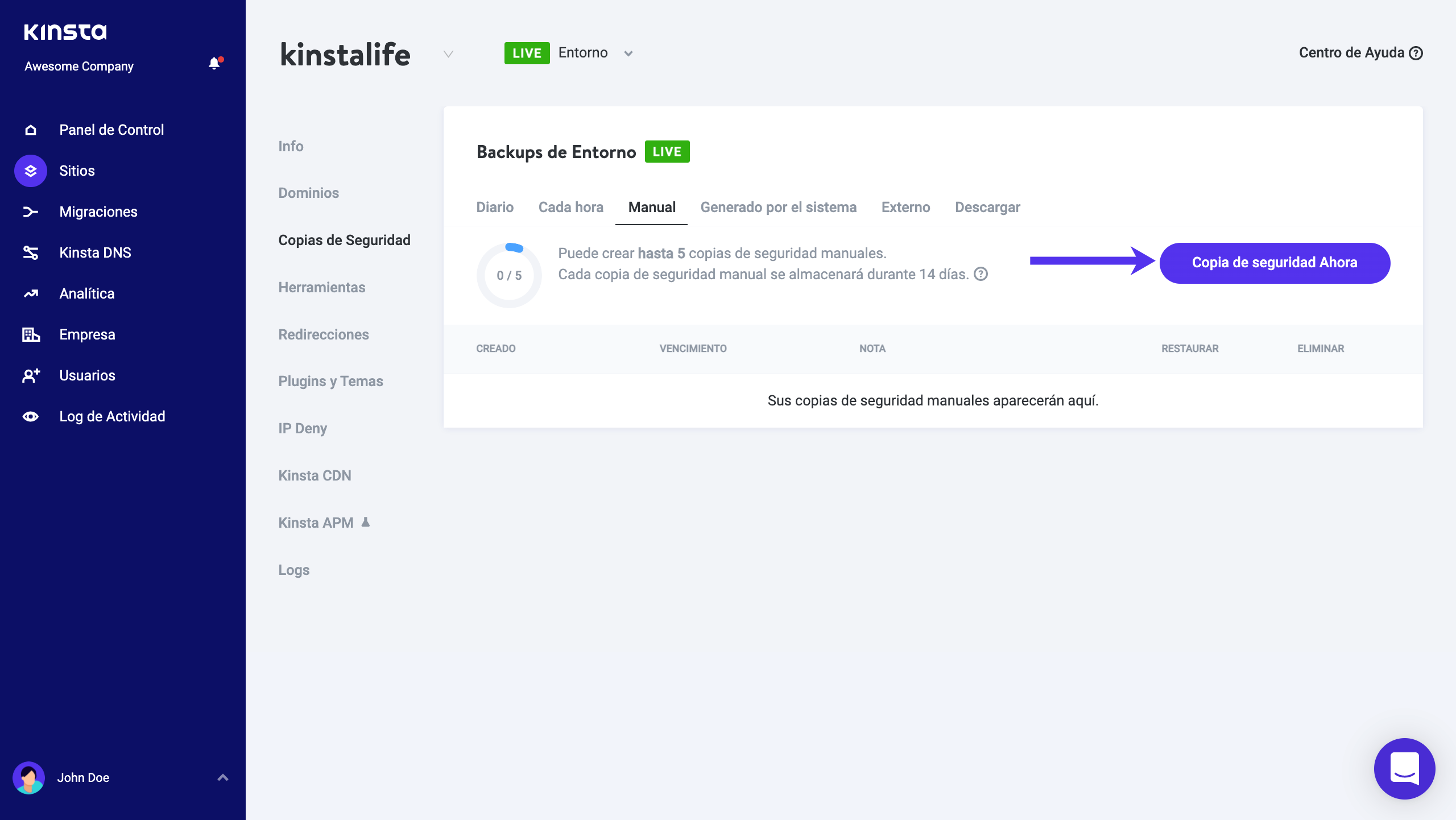 Crear backup de WordPress
