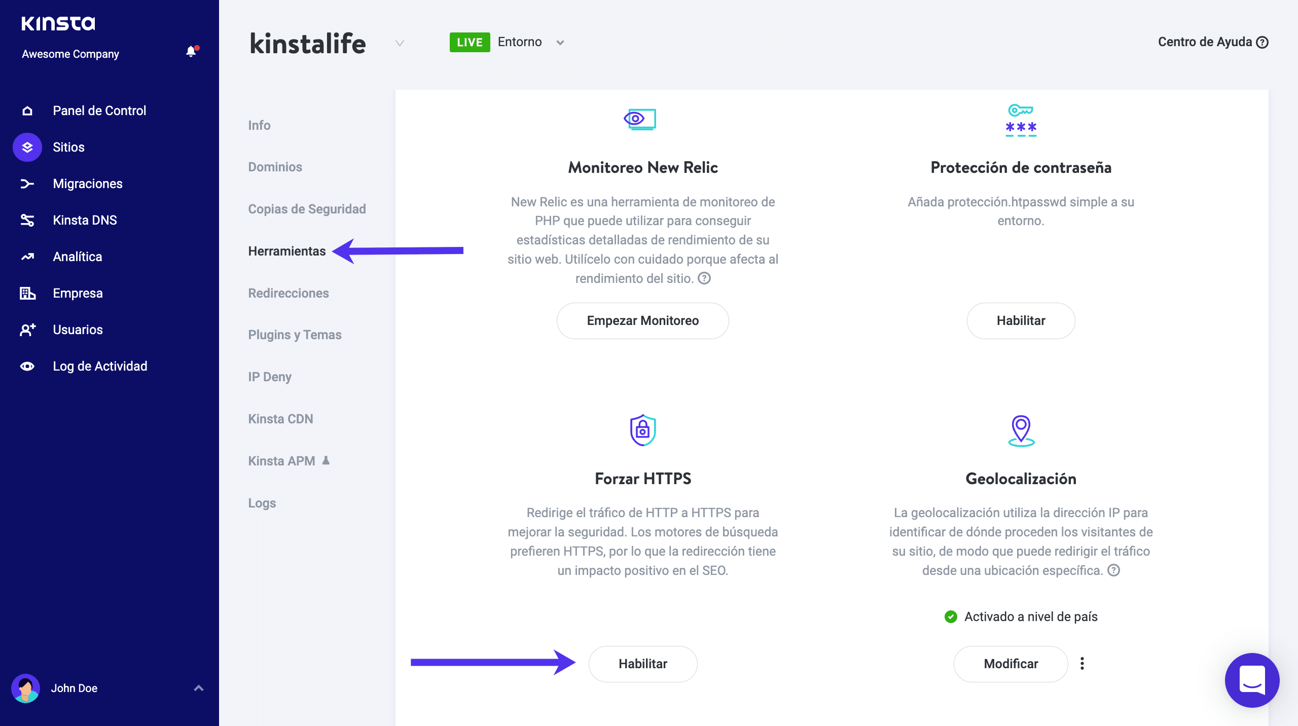 Forzar HTTPS en MyKinsta