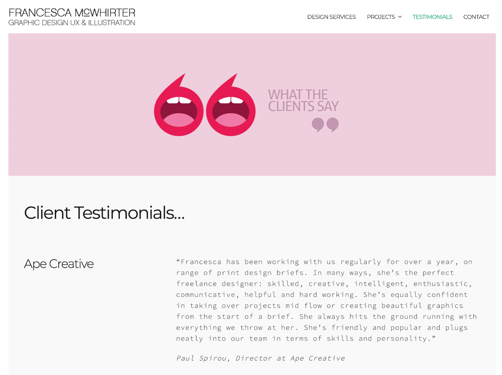 Testimonios de clientes en el portafolio online