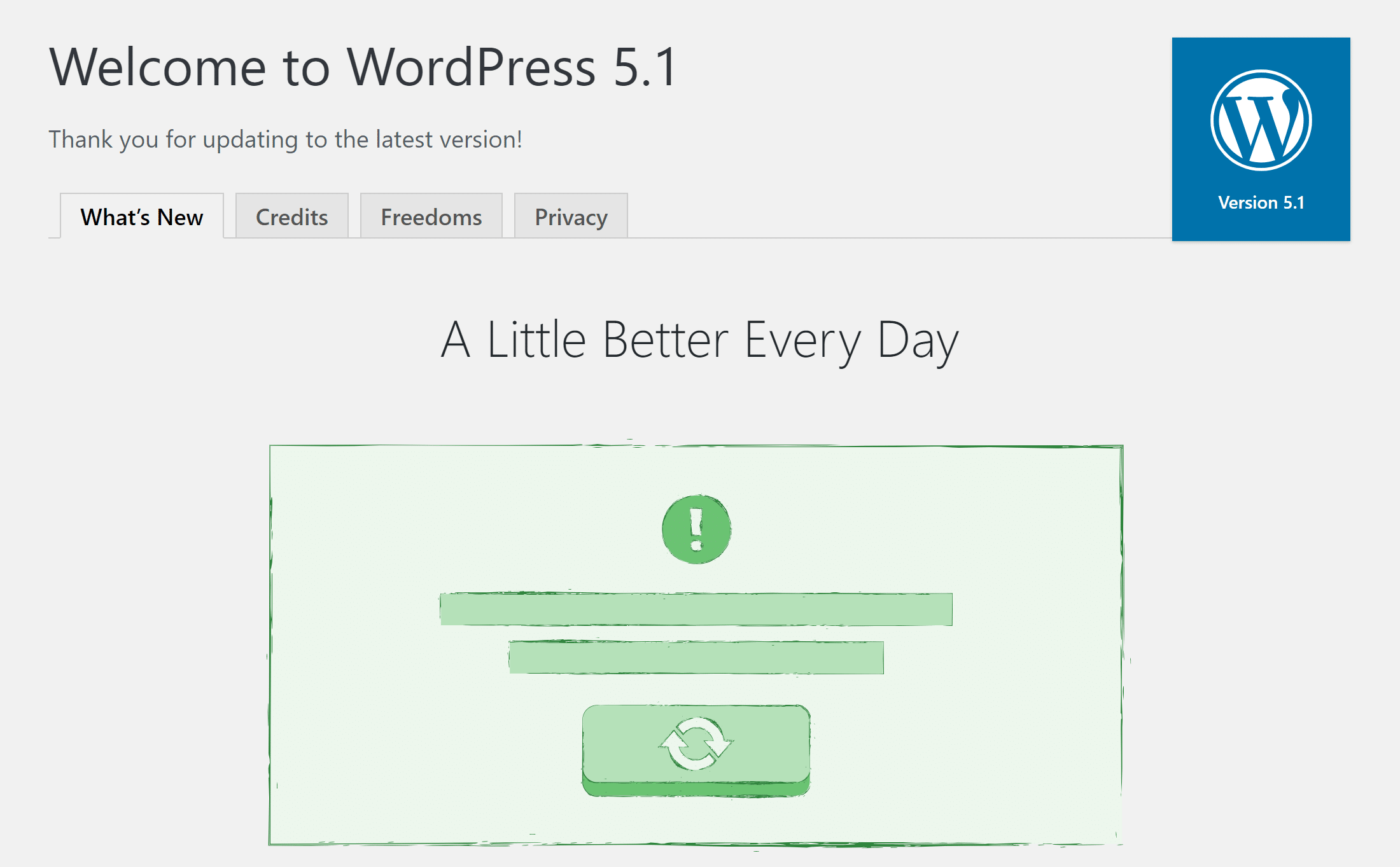-La pantalla de bienvenida de WordPress 5.1