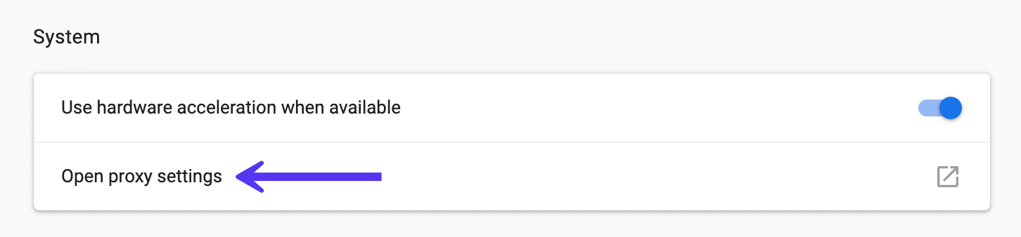 Abrir la configuración de Proxy en Chrome