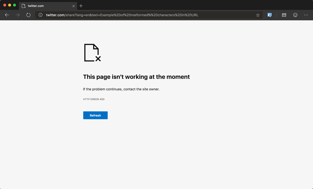 400 error de mala petición en Microsoft Edge