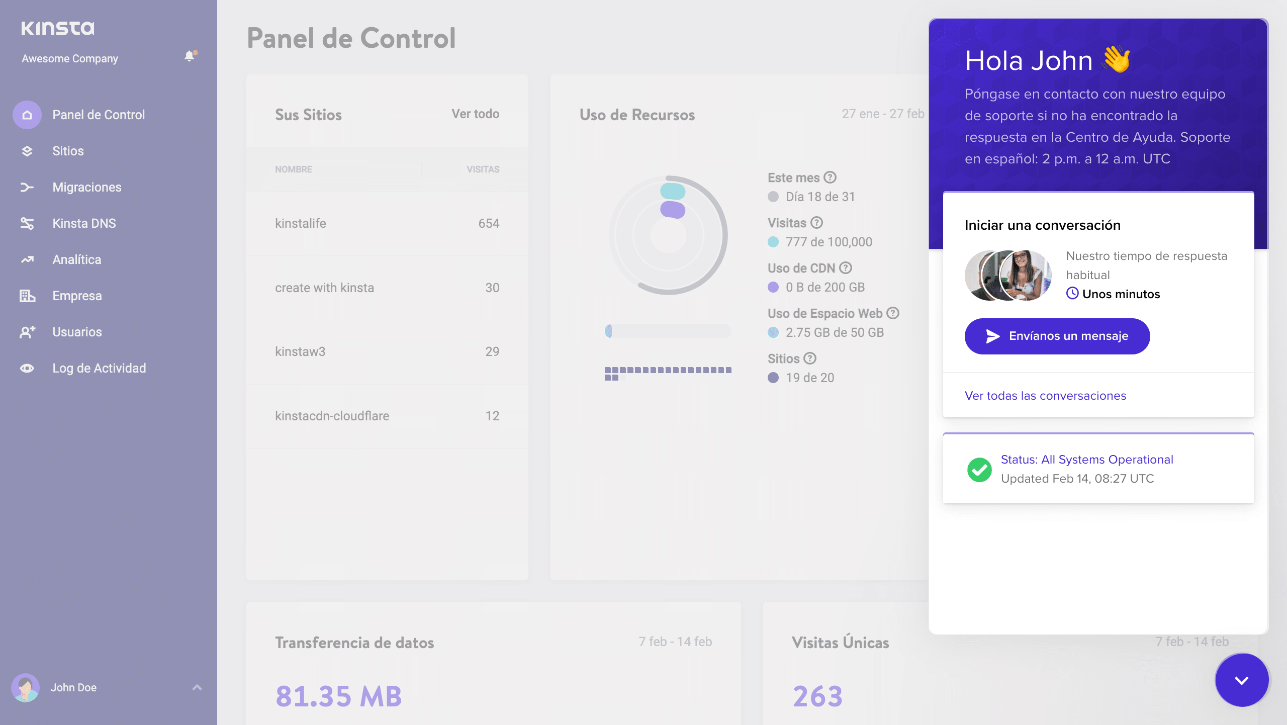 Soporte 24/7 en Kinsta