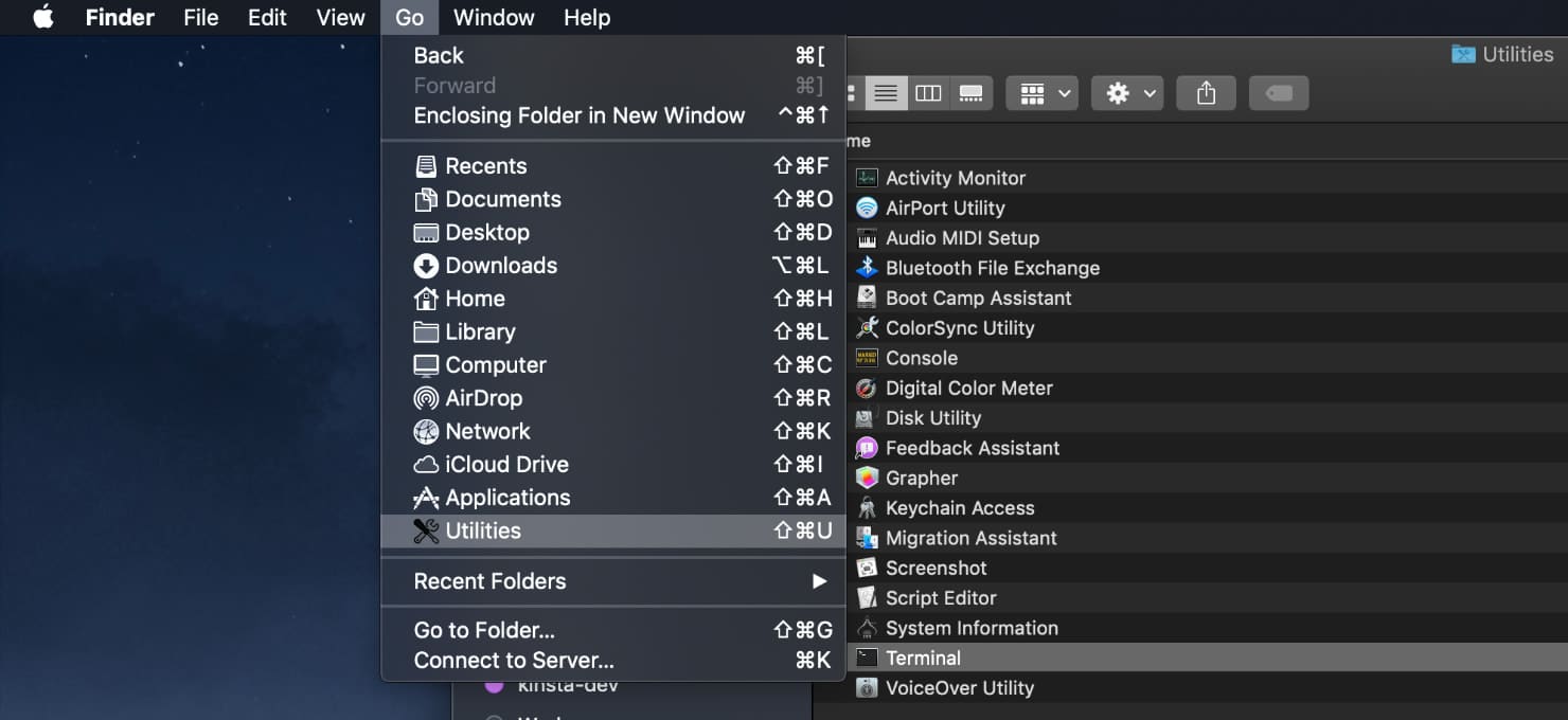 Terminal de utilidades para Mac