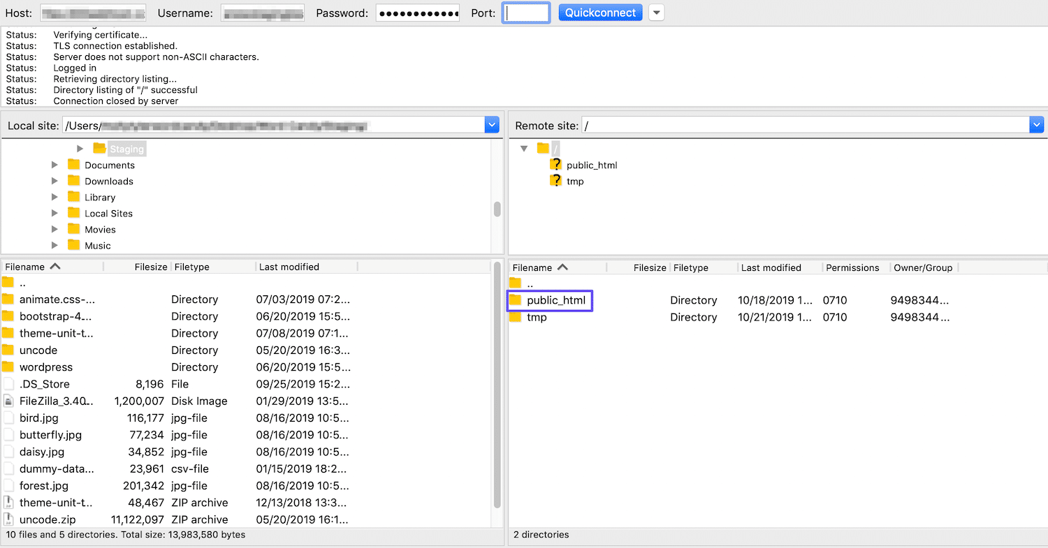 Acceso al directorio public_html a través de FTP