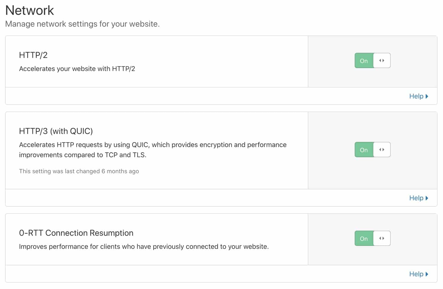 Habilitar la reanudación de la conexión HTTP/2, HTTP/3 y 0-RTT.