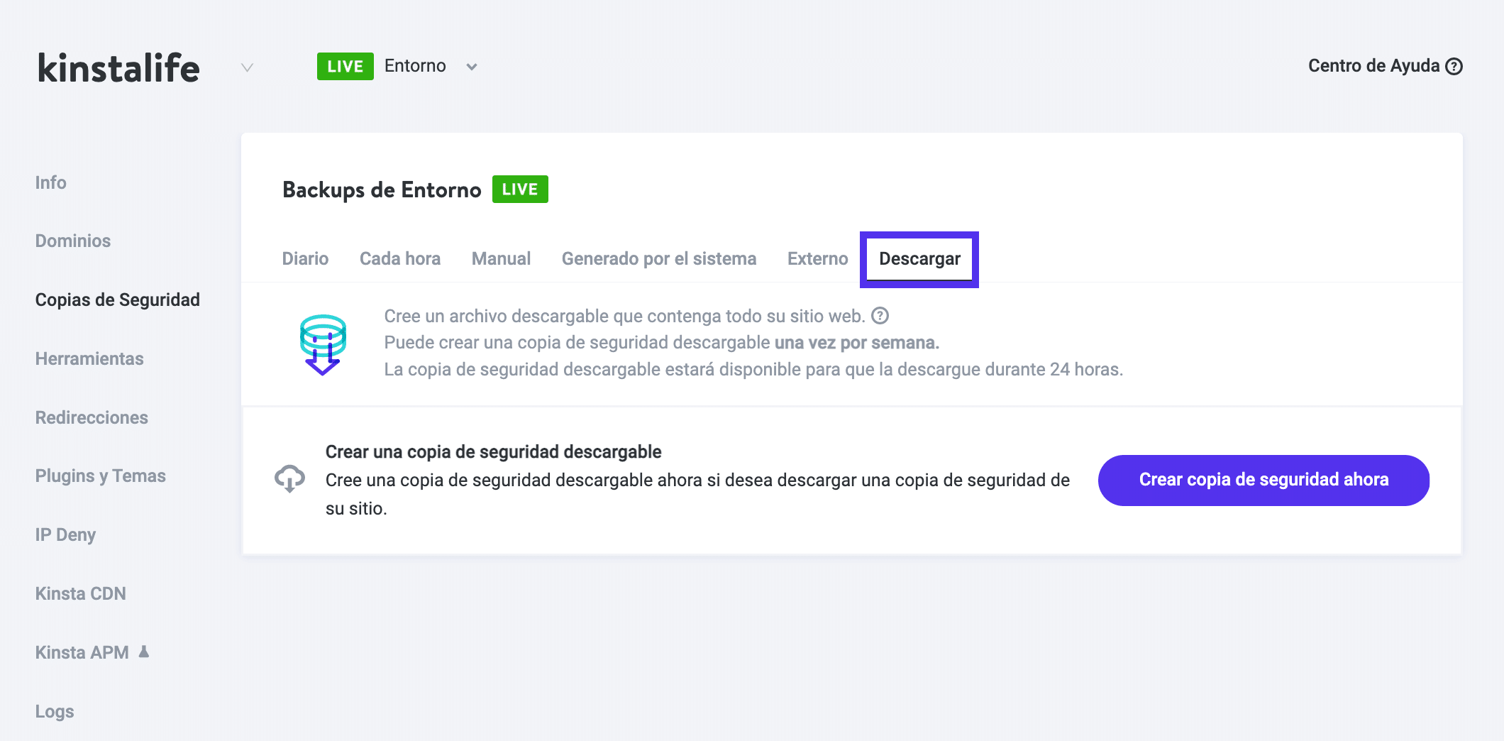 Cómo descargar una copia de seguridad en tu ordenador local.