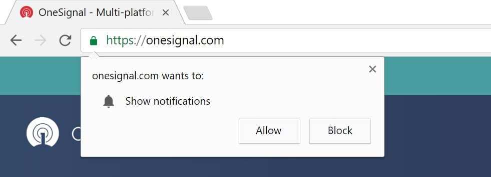Push notification example Exemple de notification push