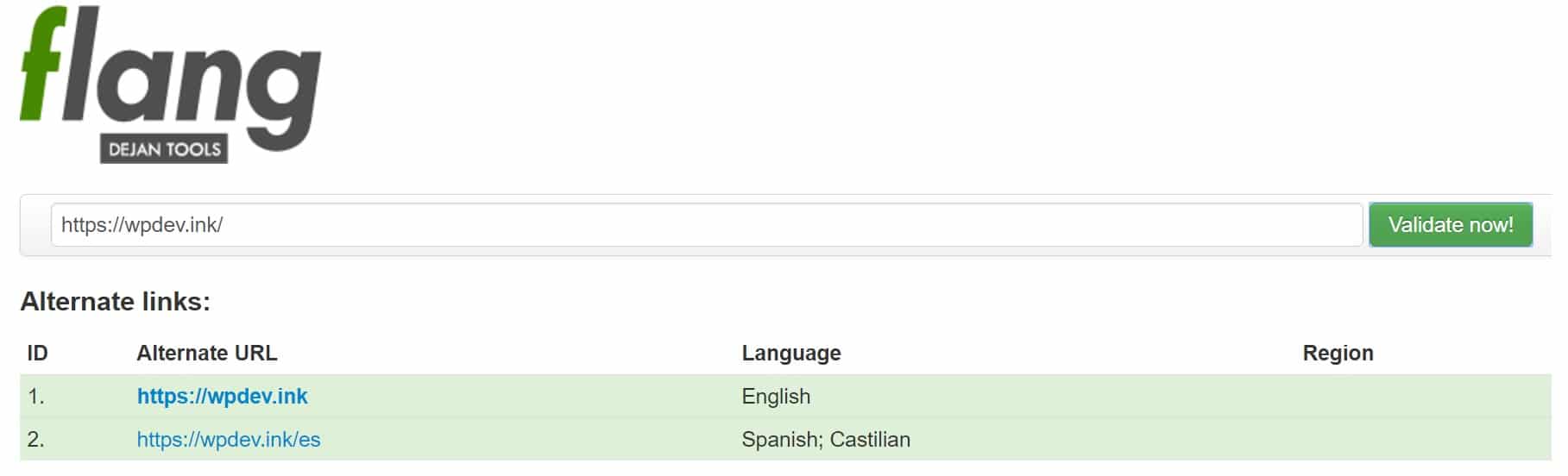 Outil de test hreflang flang