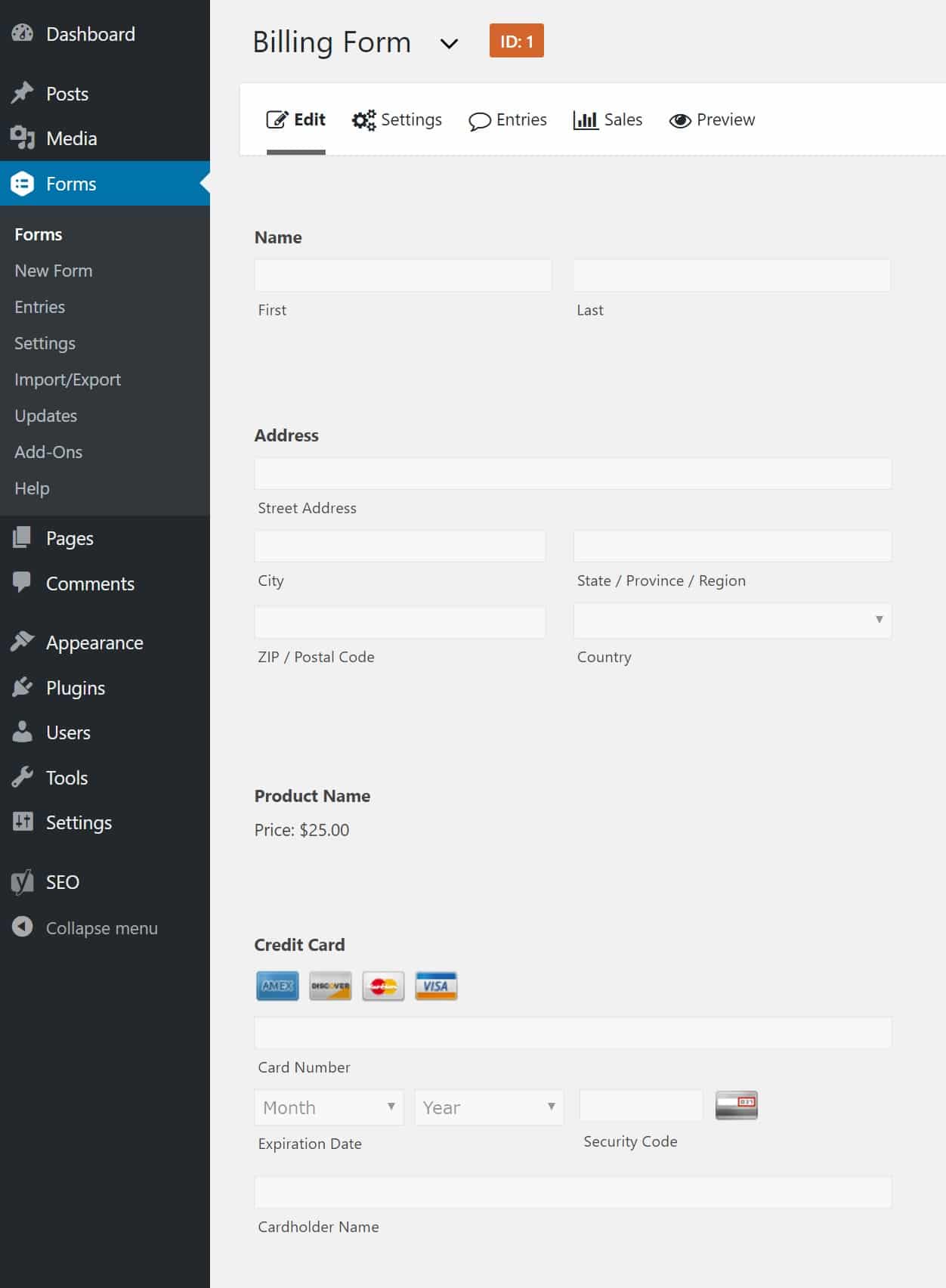 Billing Form Formulaire de facturation