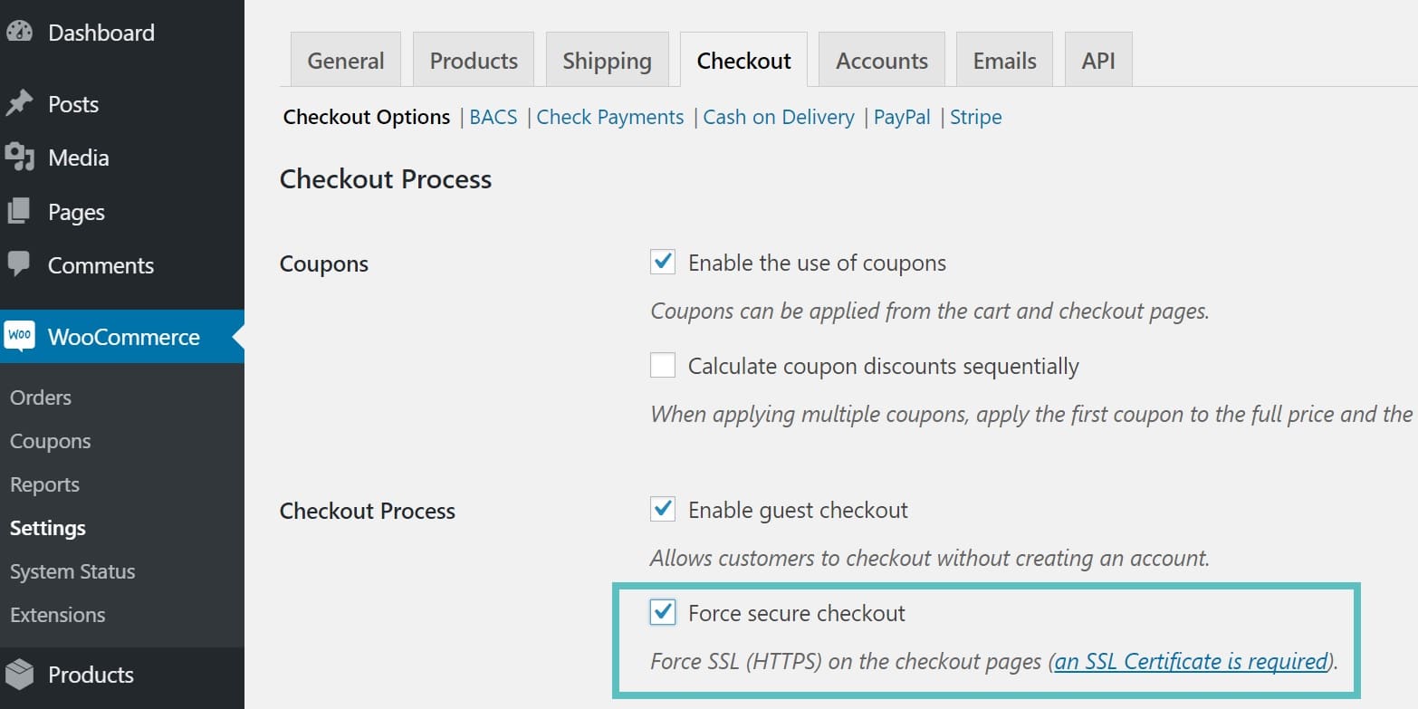 WooCommerce force secure checkout WooCommerce force secure checkout