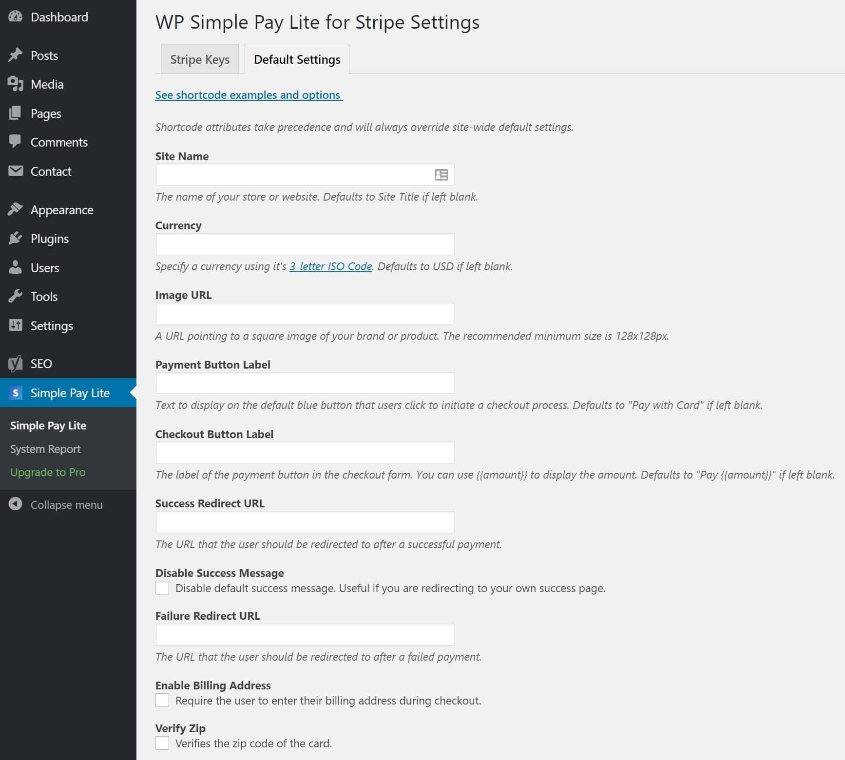 WP Simple Play Stripe settings WP Simple Play - Réglages Stripe