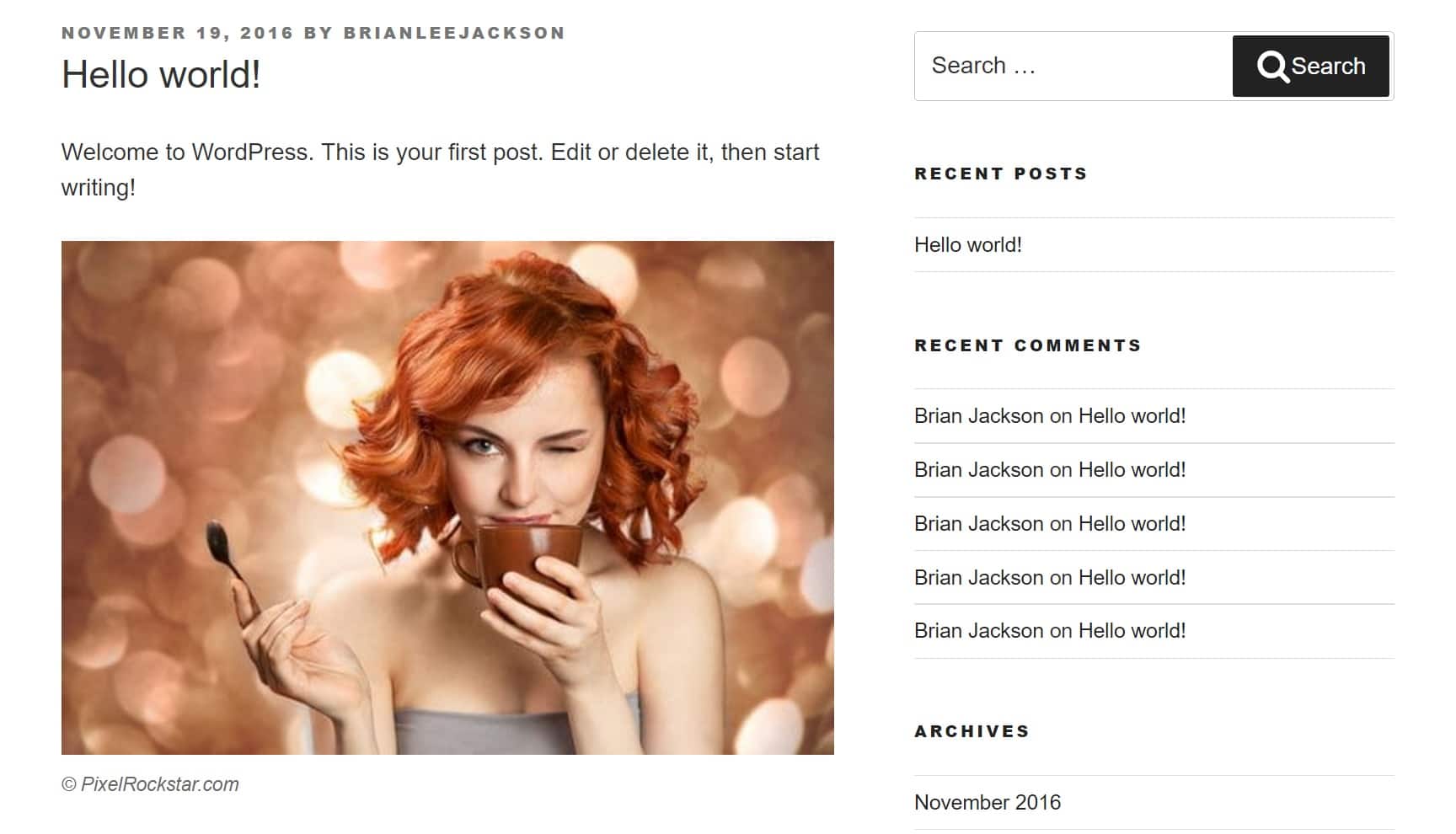 WordPress stock photo example Exemple de photo de stock WordPress