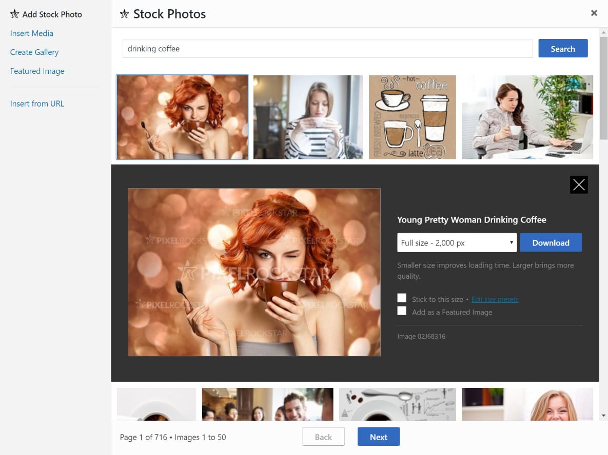 Insert WordPress stock photos Insérer des photos de stock WordPress