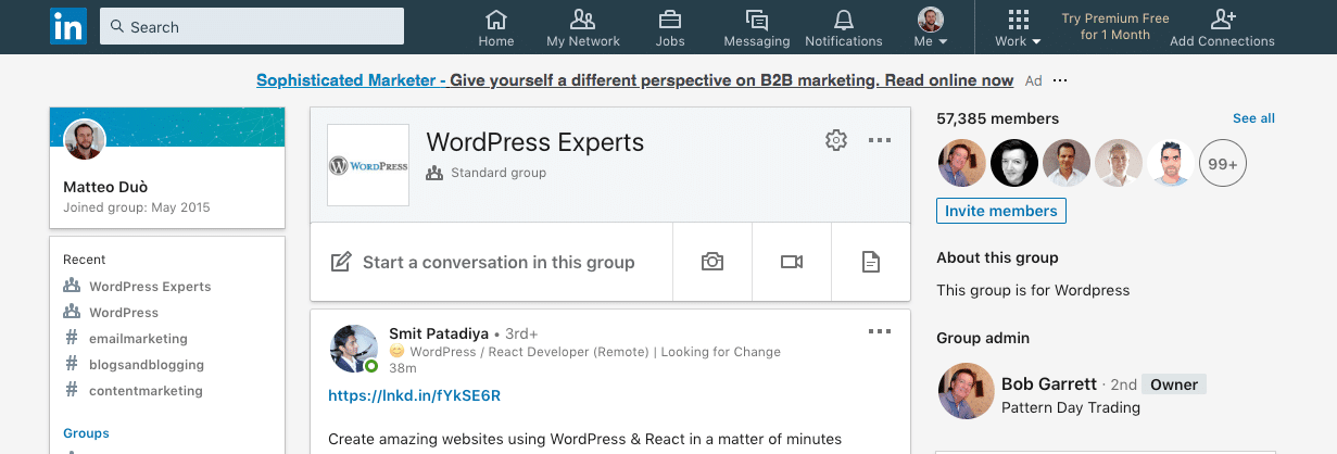 Groupe LinkedIn WordPress experts