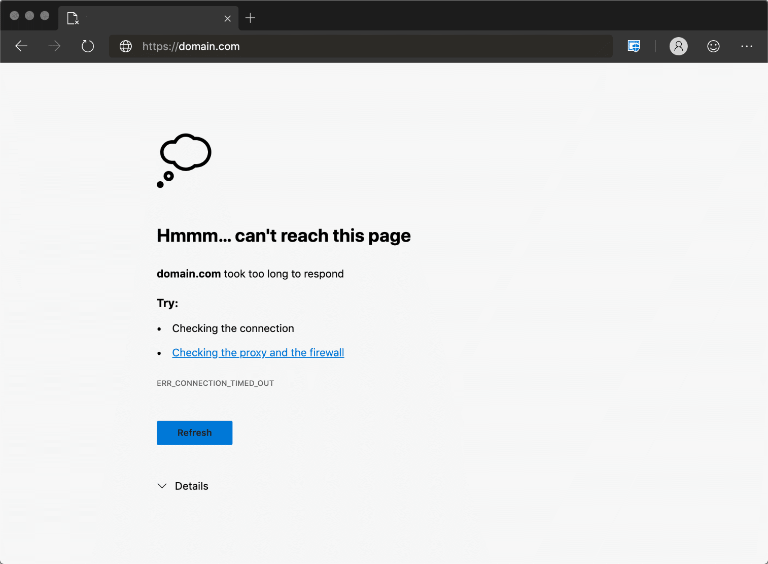 Erreur ERR_CONNECTION_TIMED_OUT dans Edge