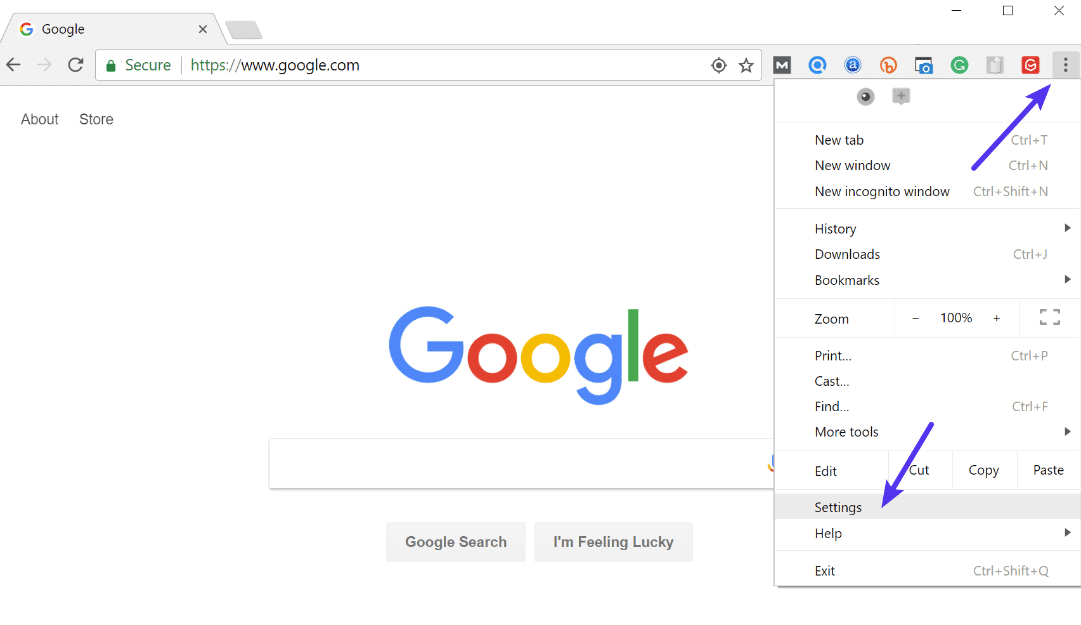 Chrome settings Impostazioni Chrome