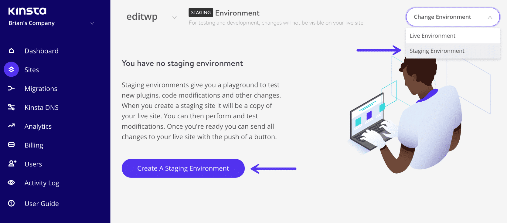 Ambiente di staging di WordPress