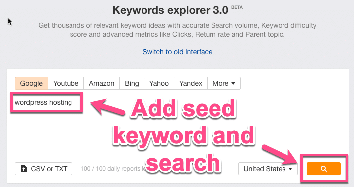 Il Keyword Explorer di Ahrefs