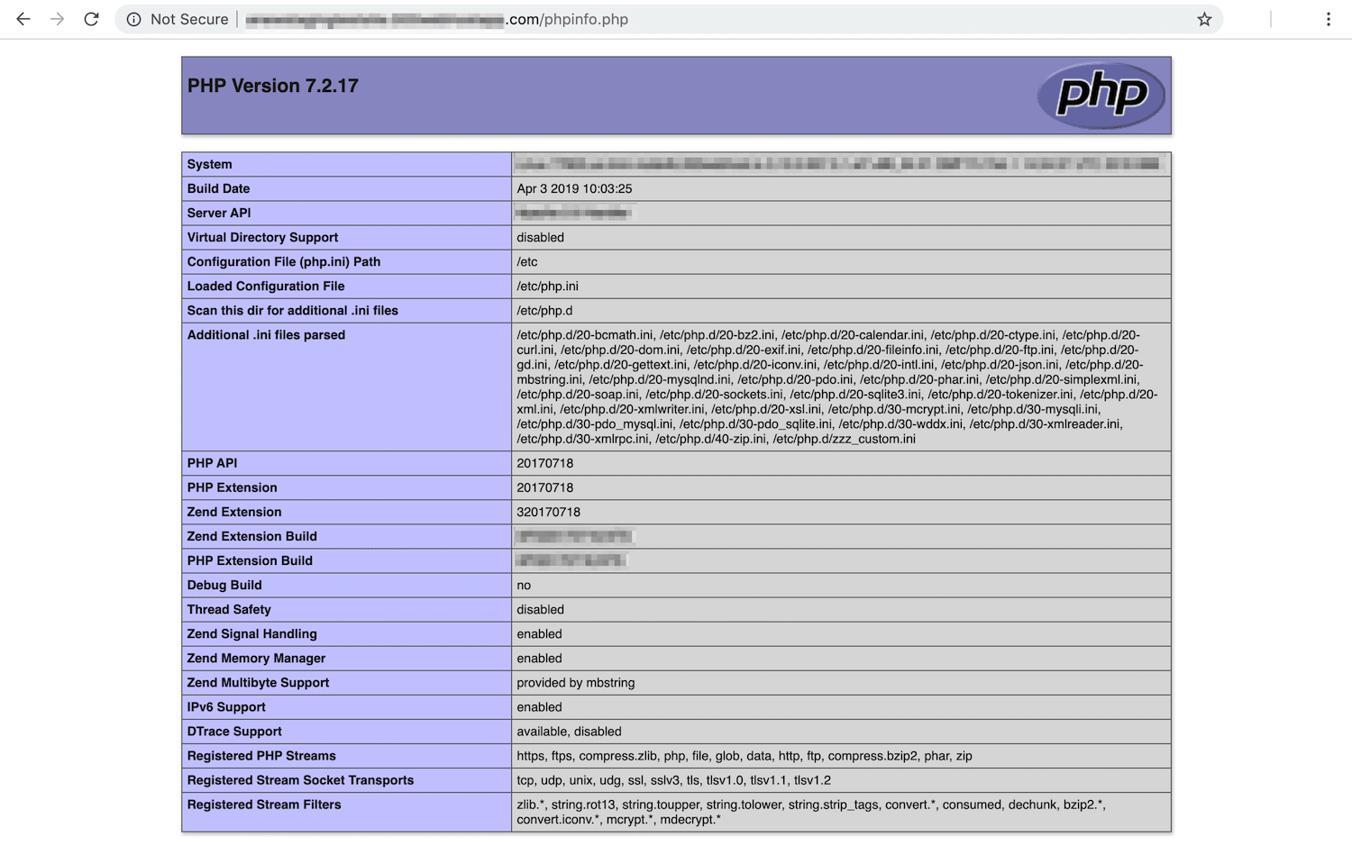 Una pagina phpinfo