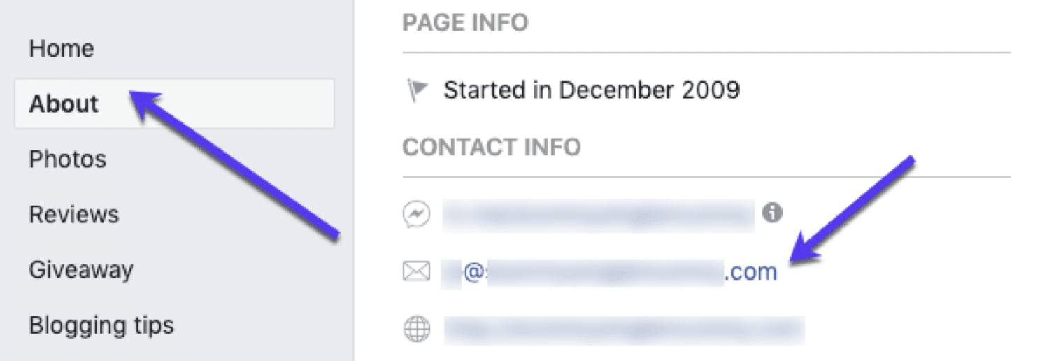 Trovare le email su Facebook