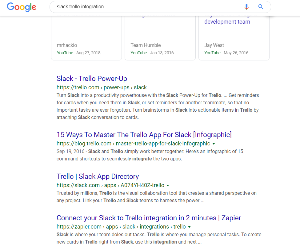 SERP di Google per